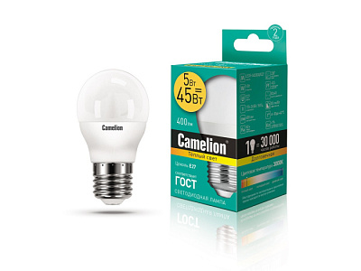 Лампа Camelion LED5-G45/830/E27 шарик купить Светодиодные