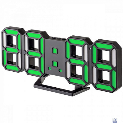 Часы-будильник Perfeo PF-663 LED "LUMINOUS" черный корпус/зеленая подсветка (PF_5198) купить Часы