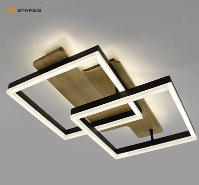Люстра светодиодная Estares Woody Loft 2S-APP-500x430x135-BLACK/W00D 85W купить Светодиодные люстры