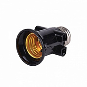 купить Патрон переходник E27-E27 с выходами на розетки карболит черный Патроны