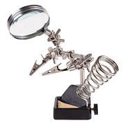 купить Держатель для паяльника Rexant 12-0252 Третья Рука 2 зажима лупа губка Инструмент