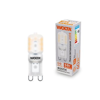 Лампа светодиодная Wolta G9 5W 4000K матовая 400Lm WSTD-JCD-5W4KG9-P купить Светодиодные