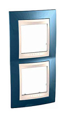 купить Рамка 2 поста вертикальная Unica Хамелеон Голубой лед Бежевый MGU6.004V.554 Unica Camelion Рамки