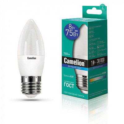 Лампа Camelion LED8-C35/865/E27 свеча купить Светодиодные