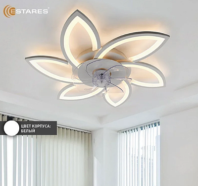 Люстра с вентилятором Estares Fan Flover 92W+18W R-APP-770*120 WHITE/WHITE до 20 кв.м купить Светодиодные люстры