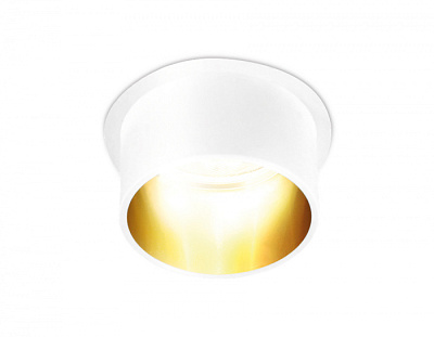 Точечный светильник Ambrella TN201 WH/GD белый/золото MR16 GU5.3 встраиваемый купить Точечные светильники