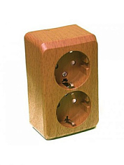 купить Розетка двойная с/з с защитными шторками SE Lexel Этюд Дача РА16-008Т Бук Lexel Этюд наружные