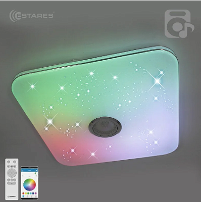 Люстра музыкальная Bluetooth, пульт Estares Music RGB 80W S-APP-430 WHITE/CHROME до 18 кв.м купить Светодиодные люстры