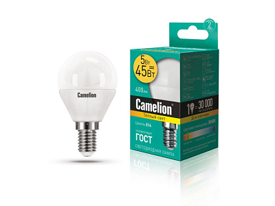Лампа Camelion LED5-G45/830/E14 шарик купить Светодиодные