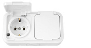 купить Розетка 2-ая з/к ПРАЛЕСКА АКВА РА16-303 ОУ IP 54 белая IP44 - IP56