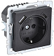 Розетка IEK BRITE с заземлением со шторками+2*USB A+C чёрная купить IEK BRITE