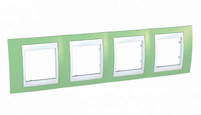 Рамка 4 поста Unica Хамелеон Зеленое яблоко Белый MGU6.008.863 купить Unica Хамелион Рамки
