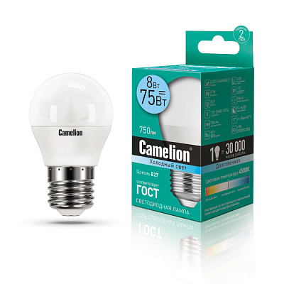 Лампа Camelion LED8-G45/845/E27 шарик купить Светодиодные