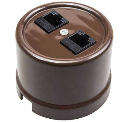 Розетка 2-я RG-45 Бирони B1-302-22 коричневый пластик купить БИРОНИ пластик