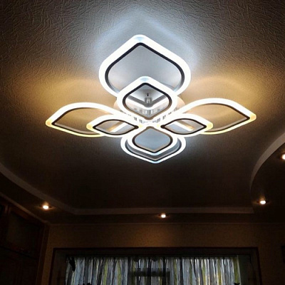 Люстра светодиодная ProfitLight 1379/4+4 WHT RGB 224+11W ПУЛЬТ до 28 кв м купить Светодиодные люстры