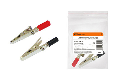 Зажим "крокодил" 10A 50мм красный/черный 2шт купить Комплектующие