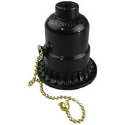 купить Патрон Е27 подвесной с выключателем цепочка кольцо карболит Чёрный Патроны