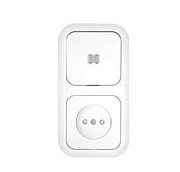 купить Блок 1-кл. выкл. с подсв.+розетка б/з шторки Светоприбор СУ В-РЦ-677 белый ОСТАТКИ