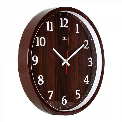 Часы настенные 3027-136 "Дерево" круг D=30см коричневый корпус (часовой завод Рубин) купить Часы