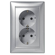 купить Розетка двойная с/з литая Legrand Valena Алюминий 770100 Legrand Valena