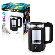 купить Чайник стеклянный Ergolux ELX-KG08-C02 чёрный  1.8л, 1800Вт Бытовая техника