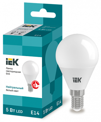 Лампа светодиодная IEK G45  5W E14 4000K купить Светодиодные