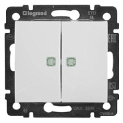 купить Переключатель 2 клавишный с подсветкой Legrand Valena  Белый 774212 Legrand Valena