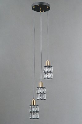 Подвес ламповый  LV 9503/3 Деметра Чёрный/Латунь стекло Е27*3 купить Подвесные светильники