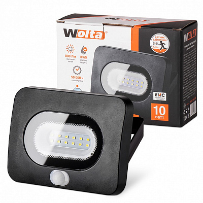 Прожектор Wolta WFL-10W/05s светодиодный датчик движения 10W 5500K IP65 купить Прожектора