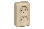 купить Розетка двойная б/з с защитными шторками SE Lexel Этюд Крем PA16-006k Lexel Этюд наружные