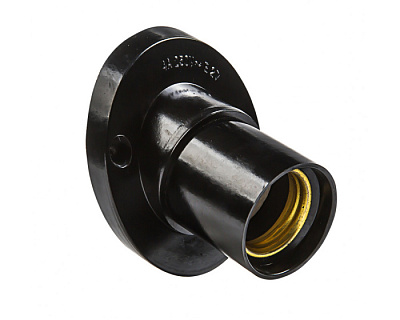 Патрон Е27 накладной прямой черный карболитовый купить Патроны