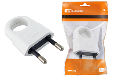 Вилка TDM SQ1806-0189 с кольцом белая 10A купить Вилки, Колодки