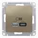 Розетка USB 2 порта AtlasDesign Шампань SE ATN000539 купить AtlasDesign