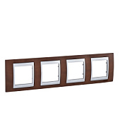 купить Рамка 4 постовая Unica Top MGU66.008.0M4 Табак Алюминий Unica Top Алюминий-металлик Рамки натуральное дерево