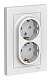 Розетка двойная с/з с защитными шторками AtlasDesign SE ATN000126 Белая купить AtlasDesing