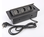 купить Блок розеток выдвижной в мебель Inrior TORO-03-20 3роз з/к 16A IP20 горизонтальный черный 1,8м Трековые розетки