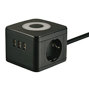 купить Удленитель UNIEL S-GCD2-1.5SBU BLACK 16A з/к 1.5m 2гн+2USB+1TYPE C+ночник Разветвители, Переходники