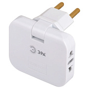 купить Тройник ЭРА SPF-3-FL 10A б/з плоский белый поворотный Разветвители, Переходники