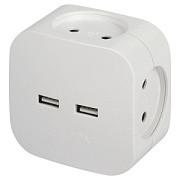 купить Разветвитель Эра SP-4-USB-W 4роз.б/з+2USB 10А белый Разветвители, Переходники