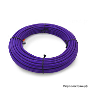 купить Провод ПВС 2*0,75 в тканевой оплетке баклажан Винтаж