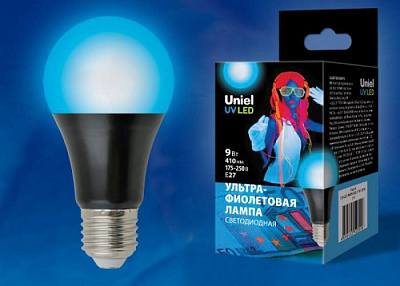 Лампа светодиодная Uniel A60 9W E27 UVAD ультрафиолетовая купить Светодиодные