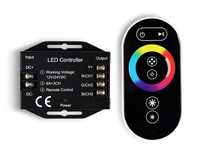Контроллер 12V-24V 288W-576W Ambrella GS11401 для RGB ленты, 24A, ПДУ купить Управление светом (проф)