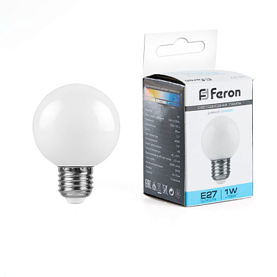 Лампа светодиодная LB-37 5LED/1W 230V E27 6400-7000K FERON 25115 купить Цветные