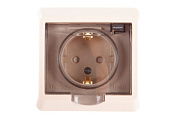 купить Розетка с/з с крышкой и защитными шторками IP44 SE Lexel Этюд PC16-044k Крем Lexel Этюд
