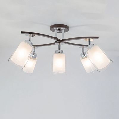Люстра ламповая CITILUX CL156152 Фортуна Венге/Хром E27 75W *5 купить Ламповые люстры