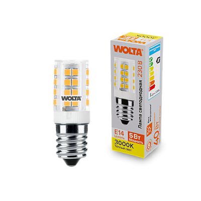 Лампа светодиодная Wolta E14 5W 3000K 460Lm WSTD-JCD-5W3KE14-C купить Светодиодные