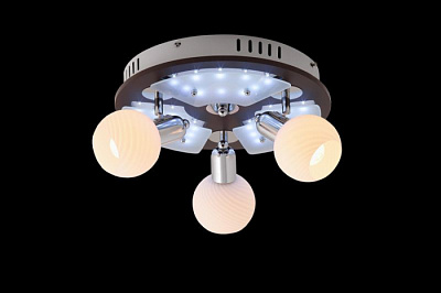 Люстра ламповая LINVEL LV 8629/3 Атлас хром темное дерево E14 3* 60W+подсв. купить Ламповые люстры