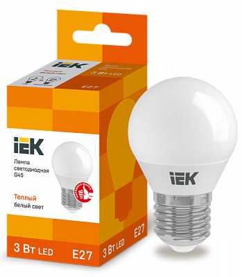 Лампа светодиодная IEK G45  3W E27 3000K купить Светодиодные