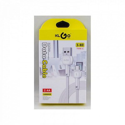 Кабель USB-Type C 1m KLGO S-8D белый (для Samsung) 2,4А купить Батарейки, Аккумуляторы, з/у