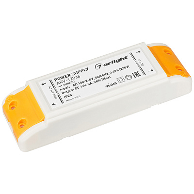 Блок питания 12В 36Вт Arlight ARV-12036 3A 022092 для св/д лент купить Блоки питания 12 V